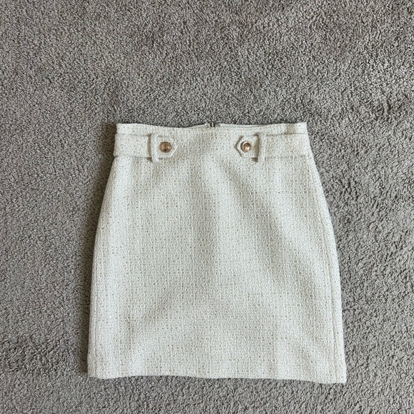 Jupe En Dentelle Ivoire Ann Taylor - Taille 8, Occasion En Très Bon état - Style Loft Chic